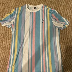 SHEIN Multicolor Striped Short Sleeve Tee